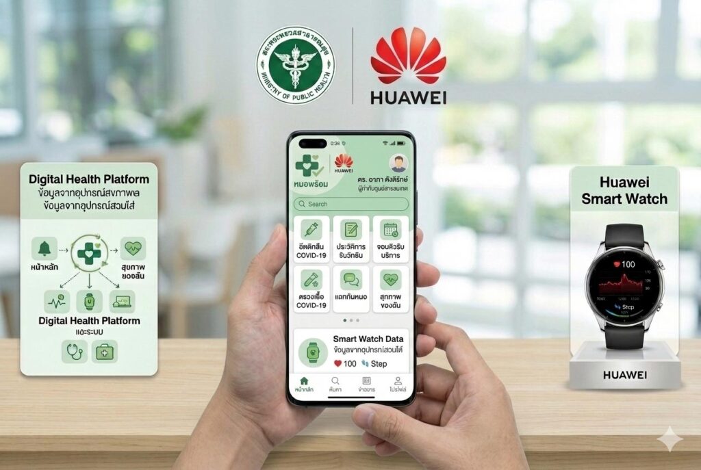 ครั้งแรก! สธ. จับมือ หัวเว่ย เชื่อมข้อมูล Smart Watch ลงแอปฯ “หมอพร้อม”